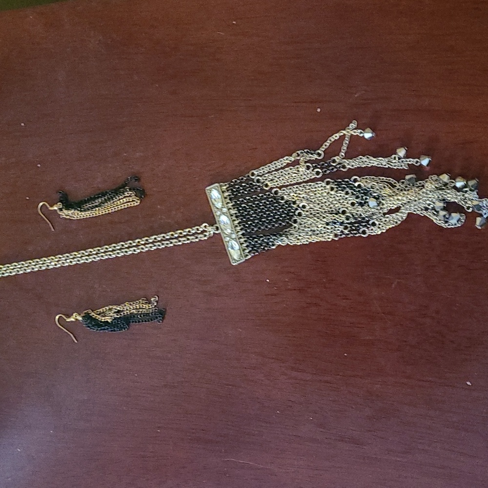 Fabulous 28" Sautoir Necklace with Matching Earrings